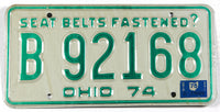 A classic single 1975 Ohio car license plate for sale by Brandywine General Store in excellent condition