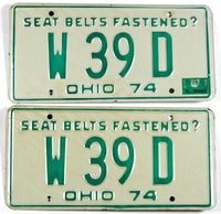 A pair of classic 1975 Ohio car license plates for sale by Brandywine General Store in excellent minus condition