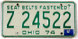 A classic single 1975 Ohio car license plate for sale by Brandywine General Store in very good plus condition