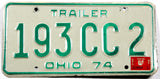 A classic 1975 Ohio trailer license plate for sale by Brandywine General Store in very good plus condition