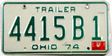 A classic 1975 Ohio trailer license plate for sale by Brandywine General Store in very good condition