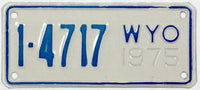 A classic 1975 Wyoming motorcycle license plate for sale by Brandywine General Store County #1