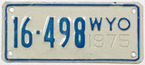 A classic 1975 Wyoming motorcycle license plate for sale by Brandywine General Store County #16