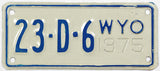 A 1975 Wyoming motorcycle dealer license plate for sale by Brandywine General Store in excellent minus condition