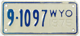 A classic 1975 Wyoming motorcycle license plate for sale by Brandywine General Store County #9