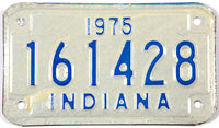 Classic 1975 Indiana motorcycle license plate in new old stock excellent minus condition