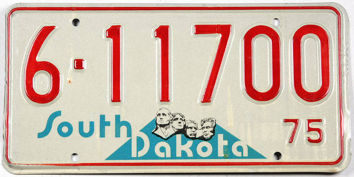 Classic 1975 South Dakota car license plate grading excellent minus