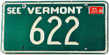Classic 1975 Vermont car license plate with low 3 digit DMV number grading very good plus