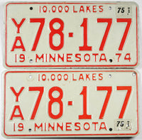 Classic pair 1975 Minnesota truck license plates grading very good plus