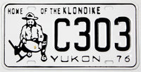 A 1976 Yukon passenger car license plate for sale at Brandywine General Store in near mint condition