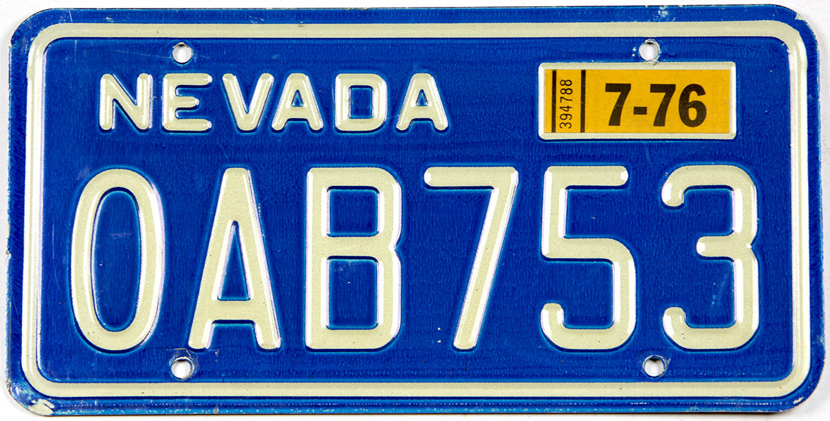 Classic 1976 Nevada car license plate in excellent minus condition