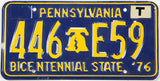 1976 Pennsylvania car license plate with T sticker grading excellent