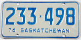 classic 1976 Saskatchewan Canada passenger car license plate grading very good plus