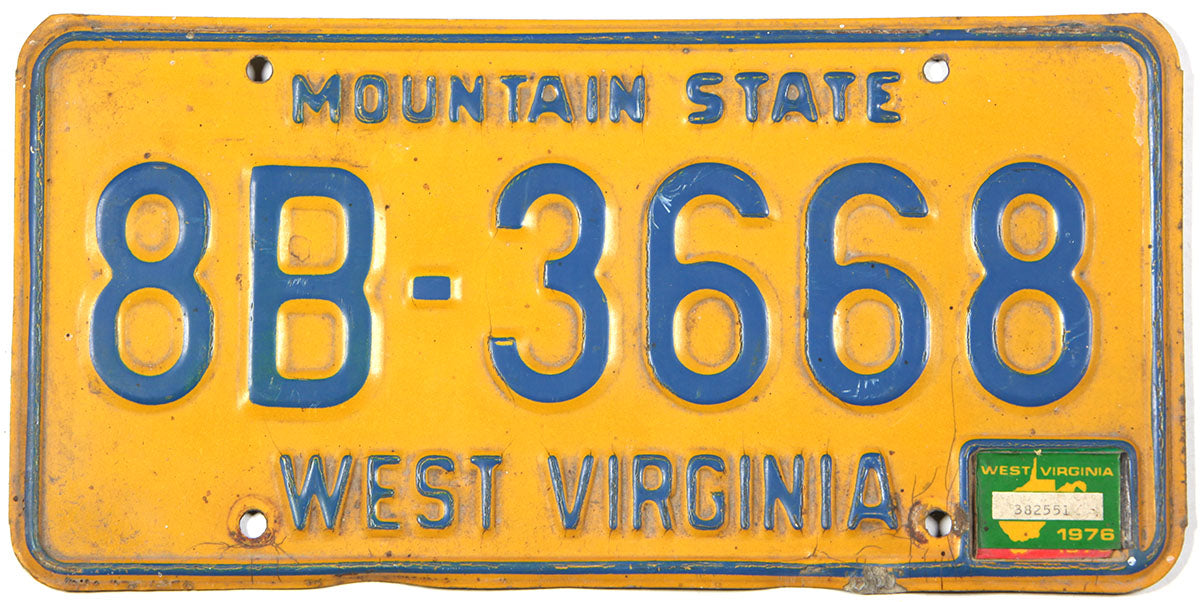 classic 1976 West Virginia license plate in very good condition
