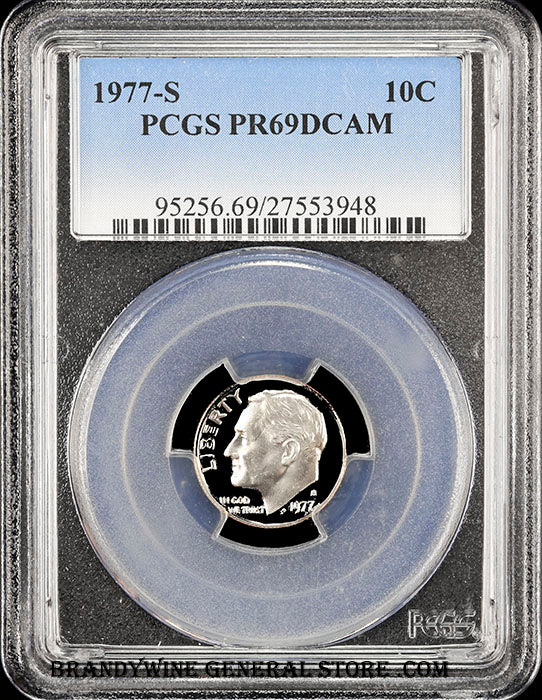 1977-s Roosevelt Dime certified by PCGS at Proof 69 Deep Cameo
