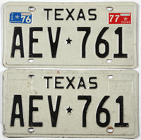 Classic pair 1977 Texas car license plates grading very good