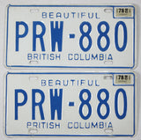classic pair of 1978 British Columbia license plates grading excellent minus