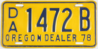 vintage 1978 Oregon dealer license plate grading very good plus