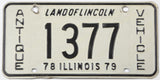 single 1979 Illinois antique vehicle license plate