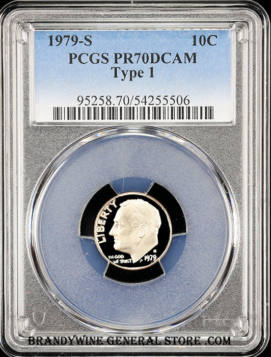 1979-s type 1 Roosevelt Dime certified perfect Proof 70 Deep Cameo by PCGS