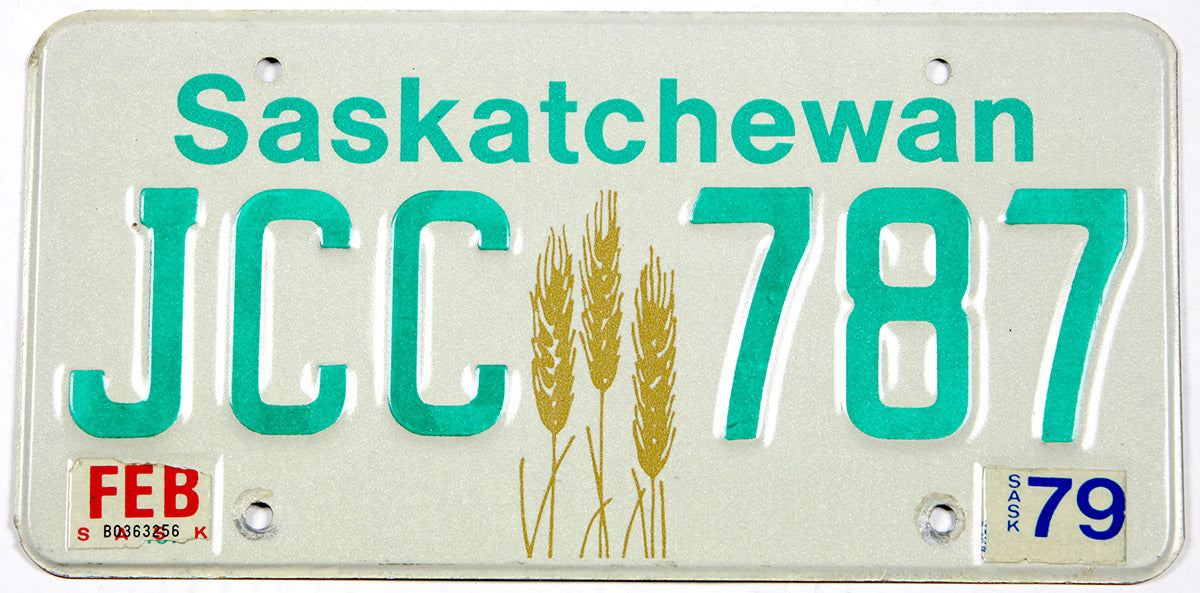 Classic 1979 Saskatchewan car license plate grading very good plus