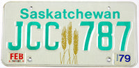 Classic 1979 Saskatchewan car license plate grading very good plus