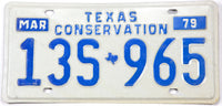 1979 Texas conservation license plate in excellent condition