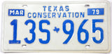 1979 Texas conservation license plate in excellent condition