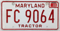 A 1980 Maryland tractor License Plate for sale at Brandywine General Store