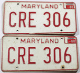 1980 Maryland License Plates