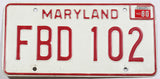 A single classic 1980 Maryland car license plate for sale by Brandywine General Store in very good plus condition