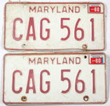 A pair of 1980 Maryland license plates grading good plus