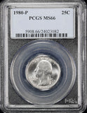 1980-p Washington Quarter certified PCGS Mint State 66