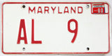 Classic 1980 Maryland American Legion license plate grading very good plus DMV number 9