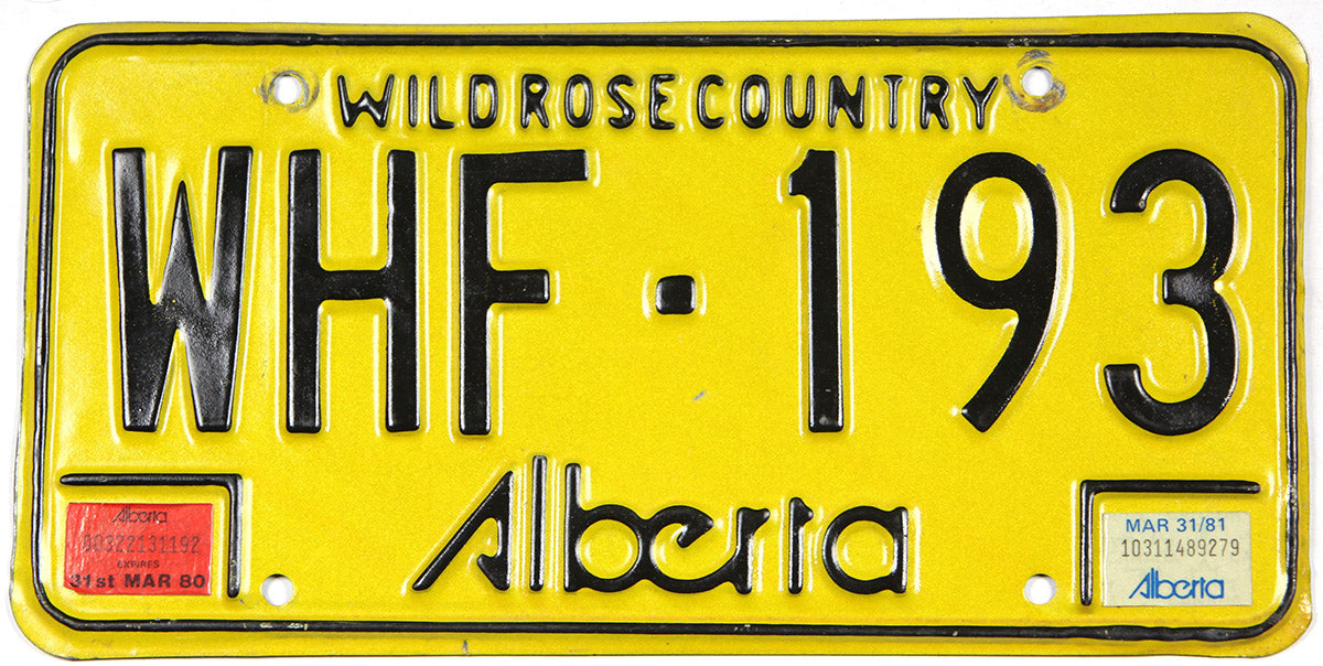 Classic 1981 Alberta car license plate grading excellent minus
