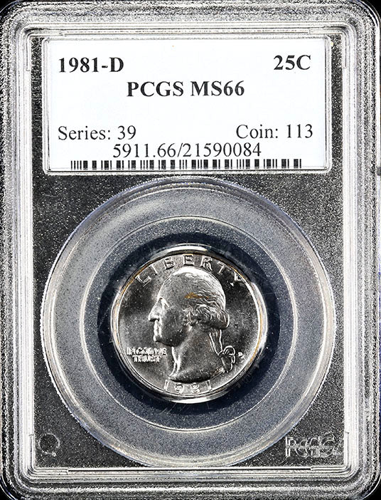 1981-d Washington Quarter certified PCGS Mint State 66