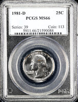 1981-d Washington Quarter certified PCGS Mint State 66
