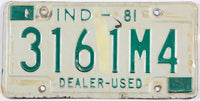vintage 1981 Indiana dealer license plate grading good plus