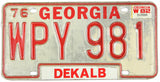 A classic 1982 Georgia Car License Plate for sale by Brandywine General Store Dekalb County Very Good minus condition