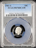 1982-s Roosevelt Dime certified perfect Proof 70 Deep Cameo by PCGS