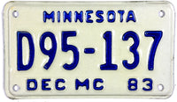 classic New Old Stock 1983 Minnesota Motorcycle Dealer License Plate in excellent condition