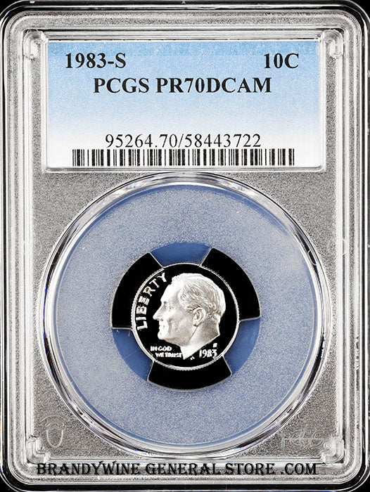 1983-s Roosevelt Dime certified perfect Proof 70 Deep Cameo by PCGS