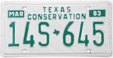 1983 Texas conservation license plate in excellent condition
