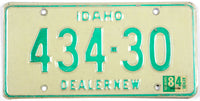 classic 1984 Idaho dealer license plate in very good plus condition