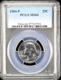 1984-p Washington Quarter certified PCGS Mint State 66