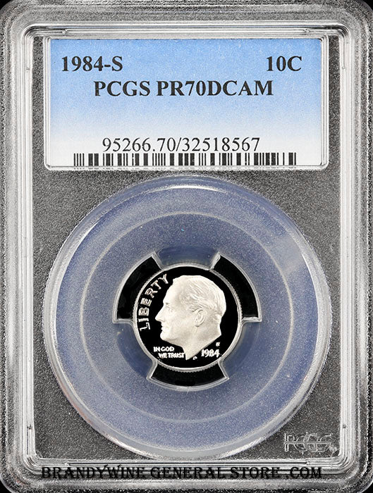 1984-s Roosevelt Dime certified perfect Proof 70 Deep Cameo by PCGS