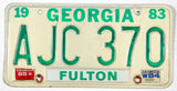 A vintage 1985 Georgia passenger automobile license plate for sale by Brandywine General Store from Fulton county