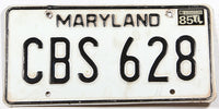 A single 1985 Maryland Passenger Car License Plate in very good minus condition