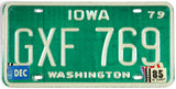 1985 Iowa single car License Plate grading very good plus