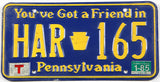Classic 1985 Pennsylvania car license plate in very good plus condition